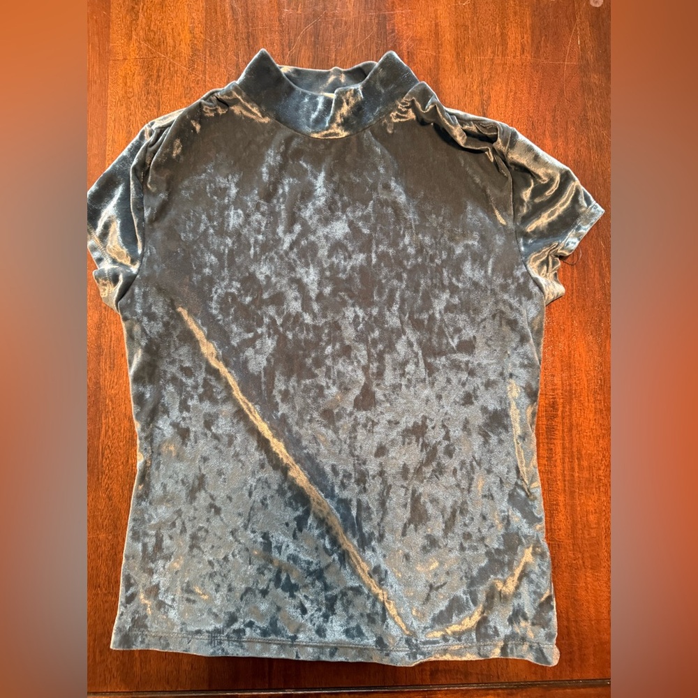 a‎ new day Short Sleeve Velvet Top - Gray